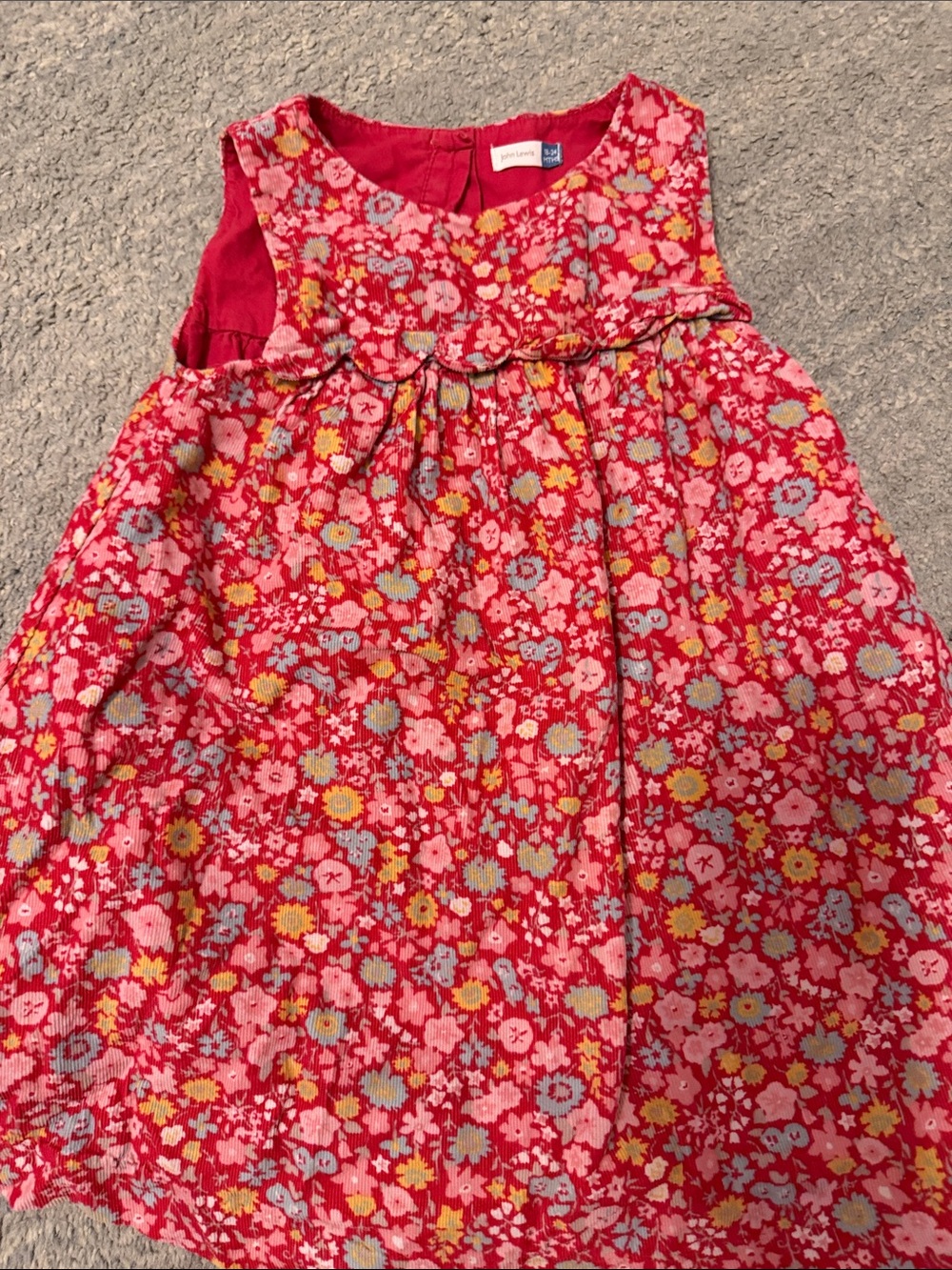 Red Floral Girls' corduroy jumper Dress